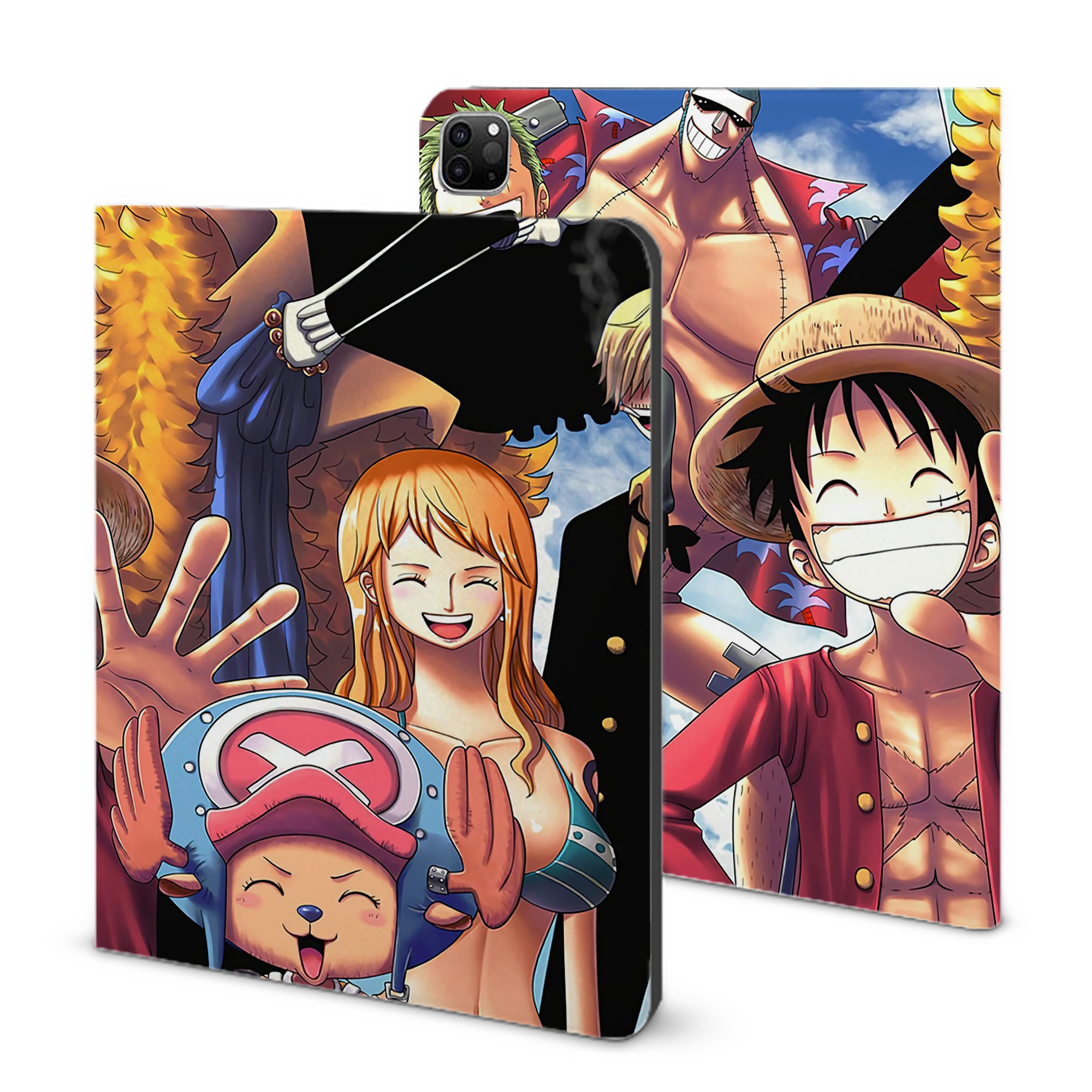ワンピース ONE PIECE IPad ケース ブック型 PUレザー TPU 耐衝撃 軽量 薄型 ペン収納なし 全面保護 IPad 各モデル対応